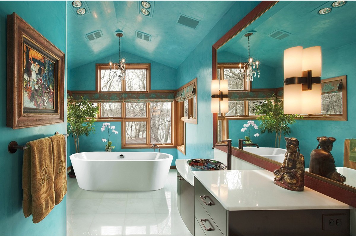 Ванная комната ру. Ванная комната. Интерьер ванной. Ванная в бирюзовом цвете. Яркий интерьер ванной комнаты.